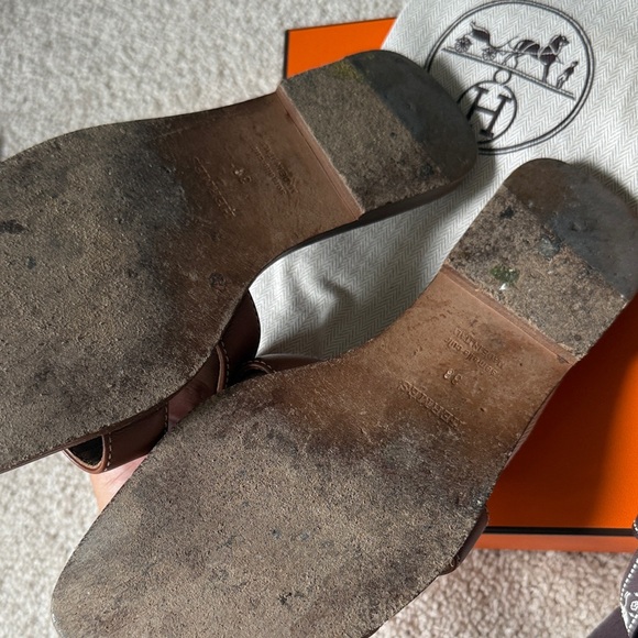 Hermès Oran Brown Slide Sandals. Authentic with box - Picture 5 of 7